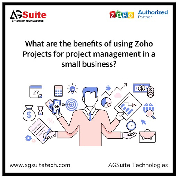 What are the benefits of using Zoho Projects for project management in a small business?