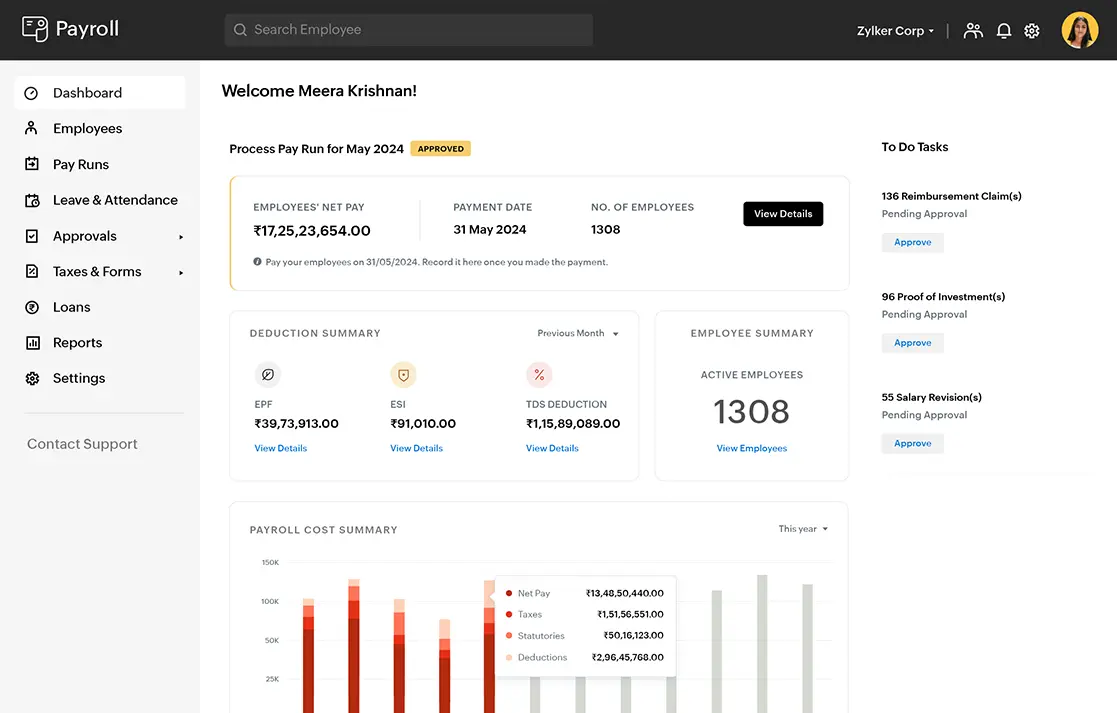 Zoho Payroll — Cloud-Based Payroll Software